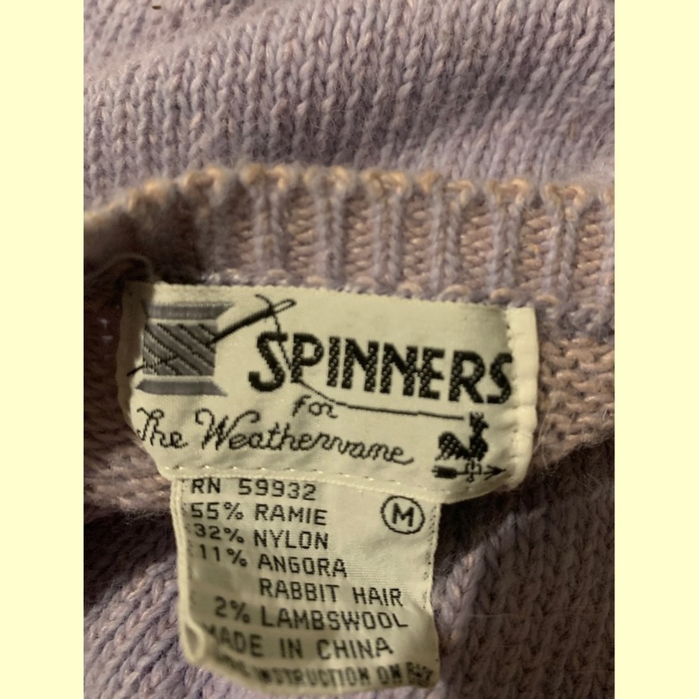 Vintage Embroidered Lilac V Neck Sweater - Picture 3 of 4